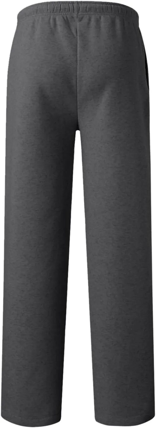 Mens Sweatpants Heavyweight Fleece Cargo Pants, Casual Stretch Elastic Waist Workout Jogger Wide Leg Drawstring Trousers