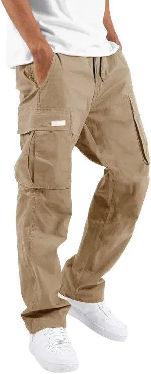 Mens Yoga PantsMen's Cargo Pants Twill Chino Pants Joggers Loose Fit Hiking Trousers Tapered Pants Athletic SweatpantsBlack Chino