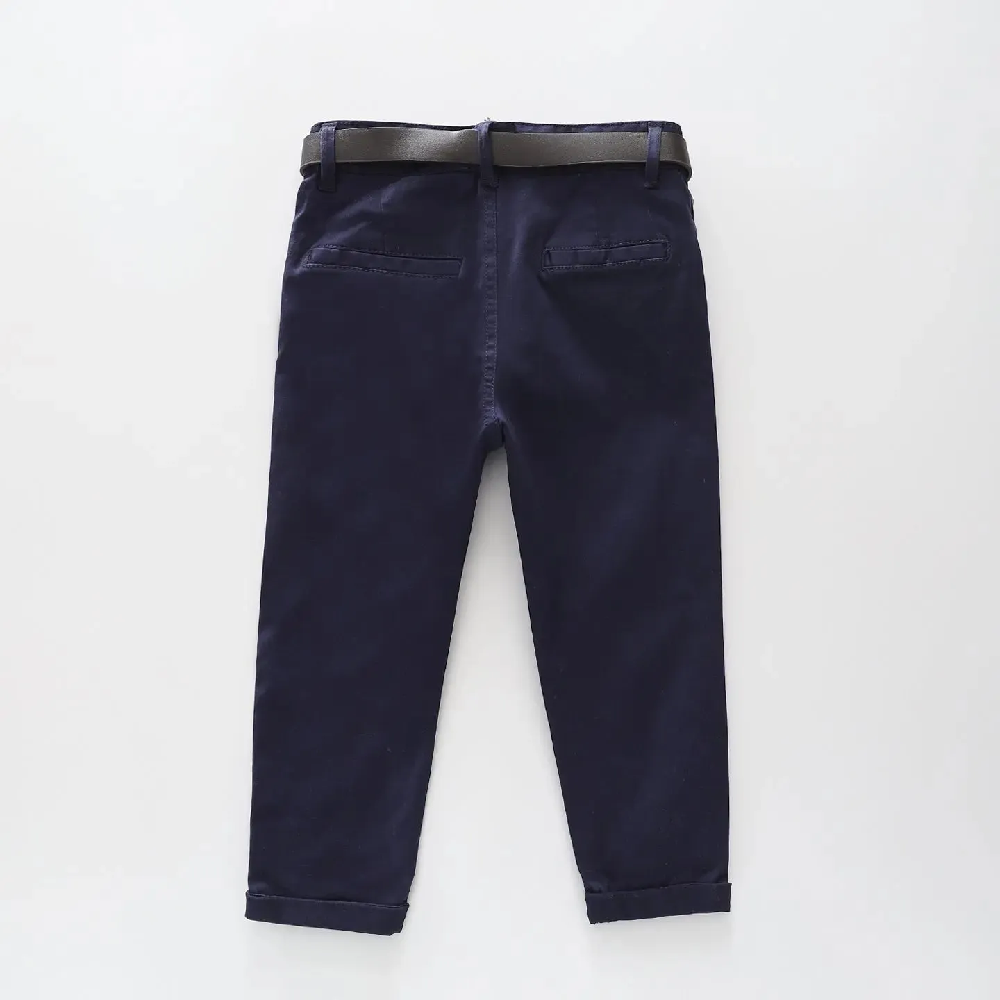 Navy Chino Pants with Belt