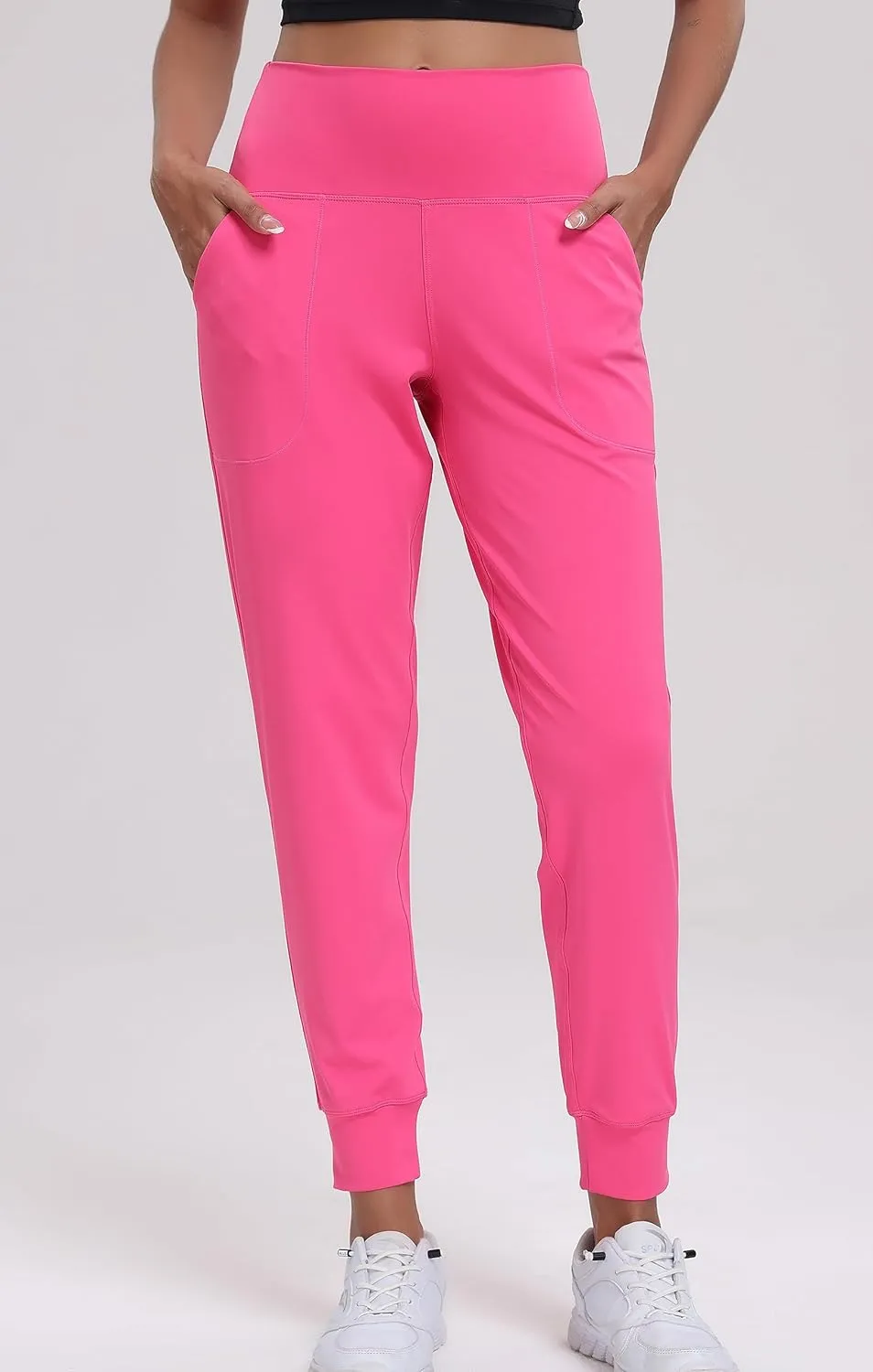 Oalka Women's Joggers High Waist Yoga Pockets Sweatpants Sport Workout Pants