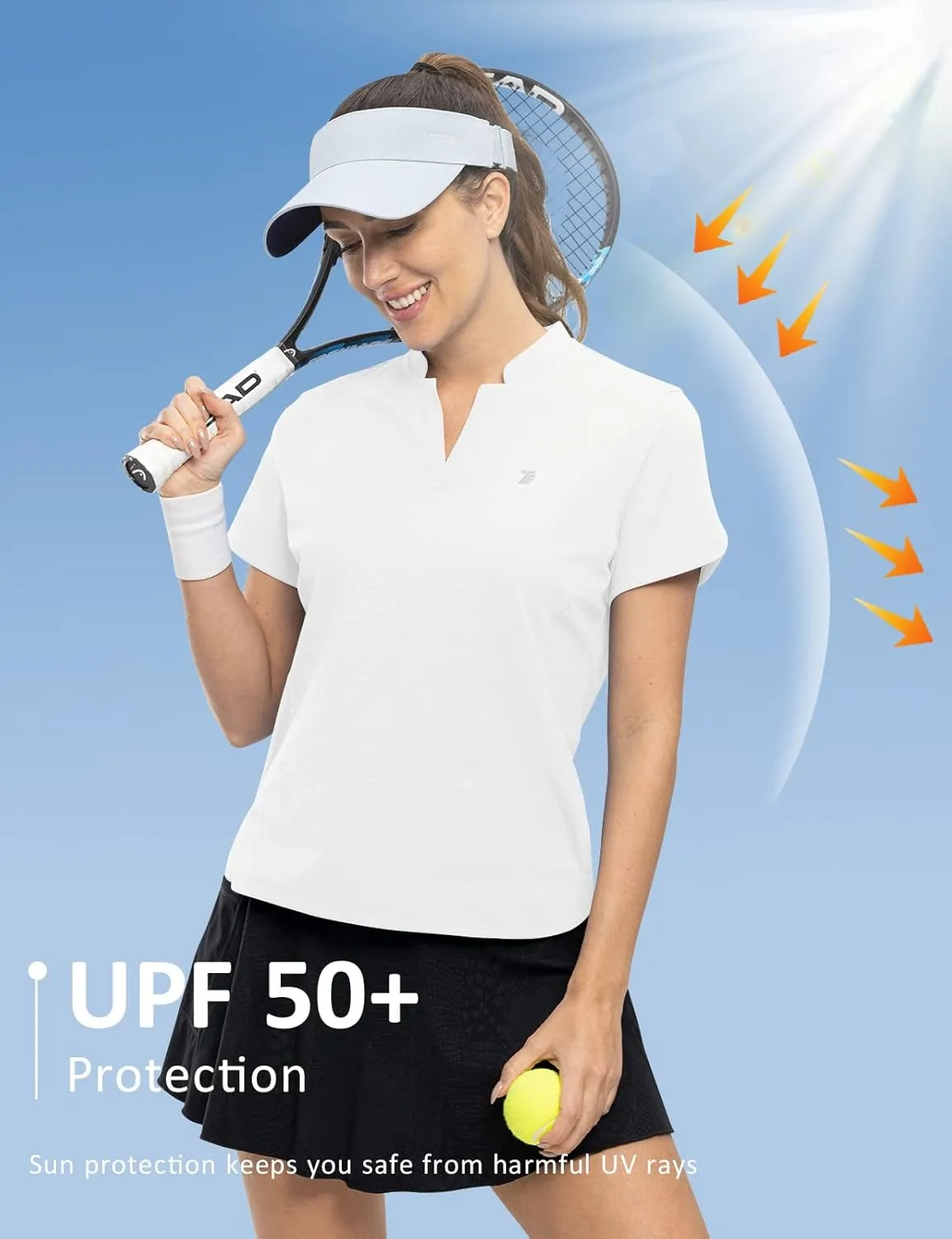 Rdruko Women's Golf Shirts Short Sleeve Dry Fit V Neck Tennis Tops Moisture Wicking Athletic Workout Polo Shirts UPF 50 