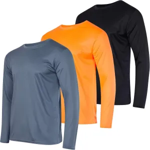 Real Essentials 3 & 5 Pack: Men's Mesh Quick Dry Athletic Long Sleeve T-Shirt UPF SPF UV Sun (Available in Big & Tall)