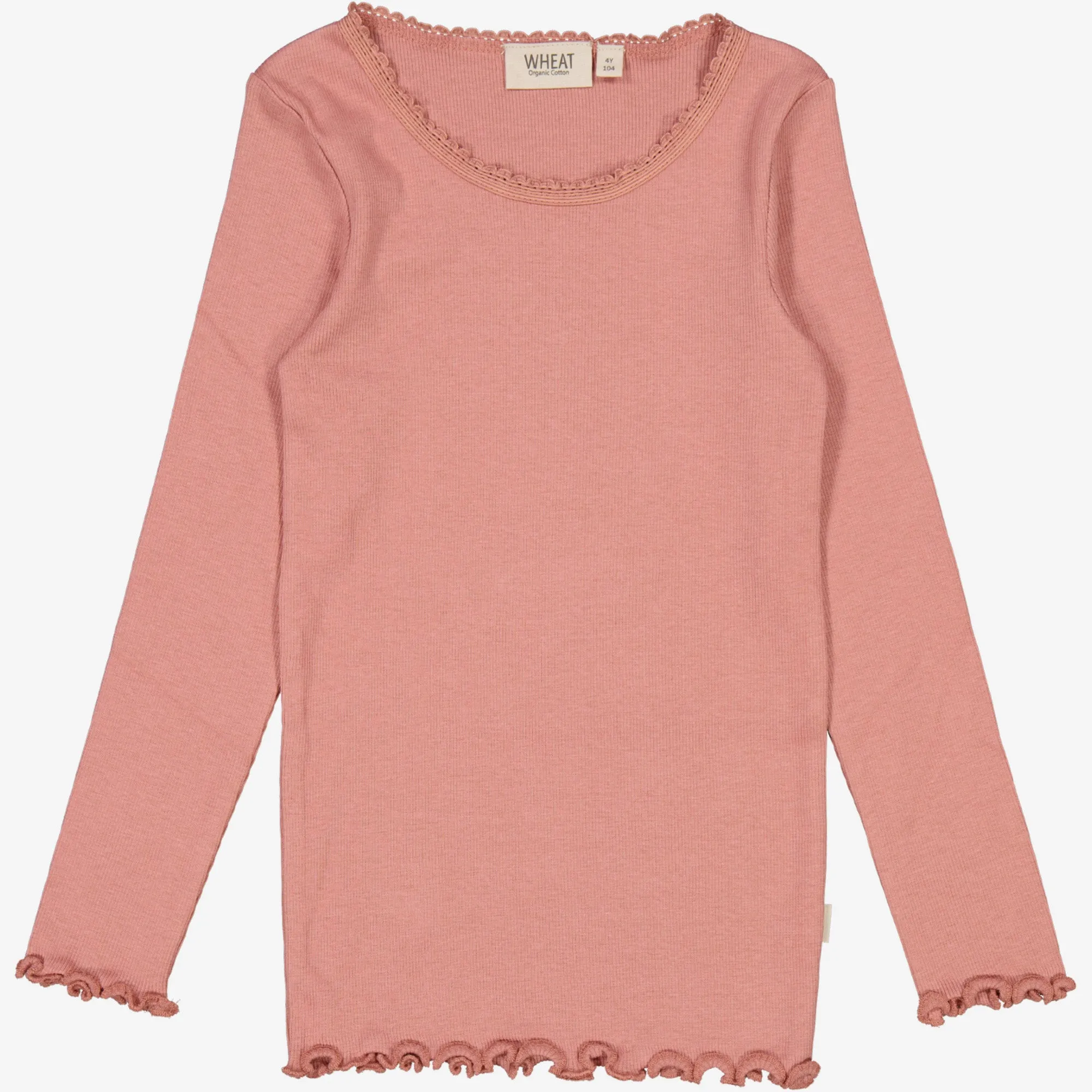 Rib T-Shirt Lace LS - old rose