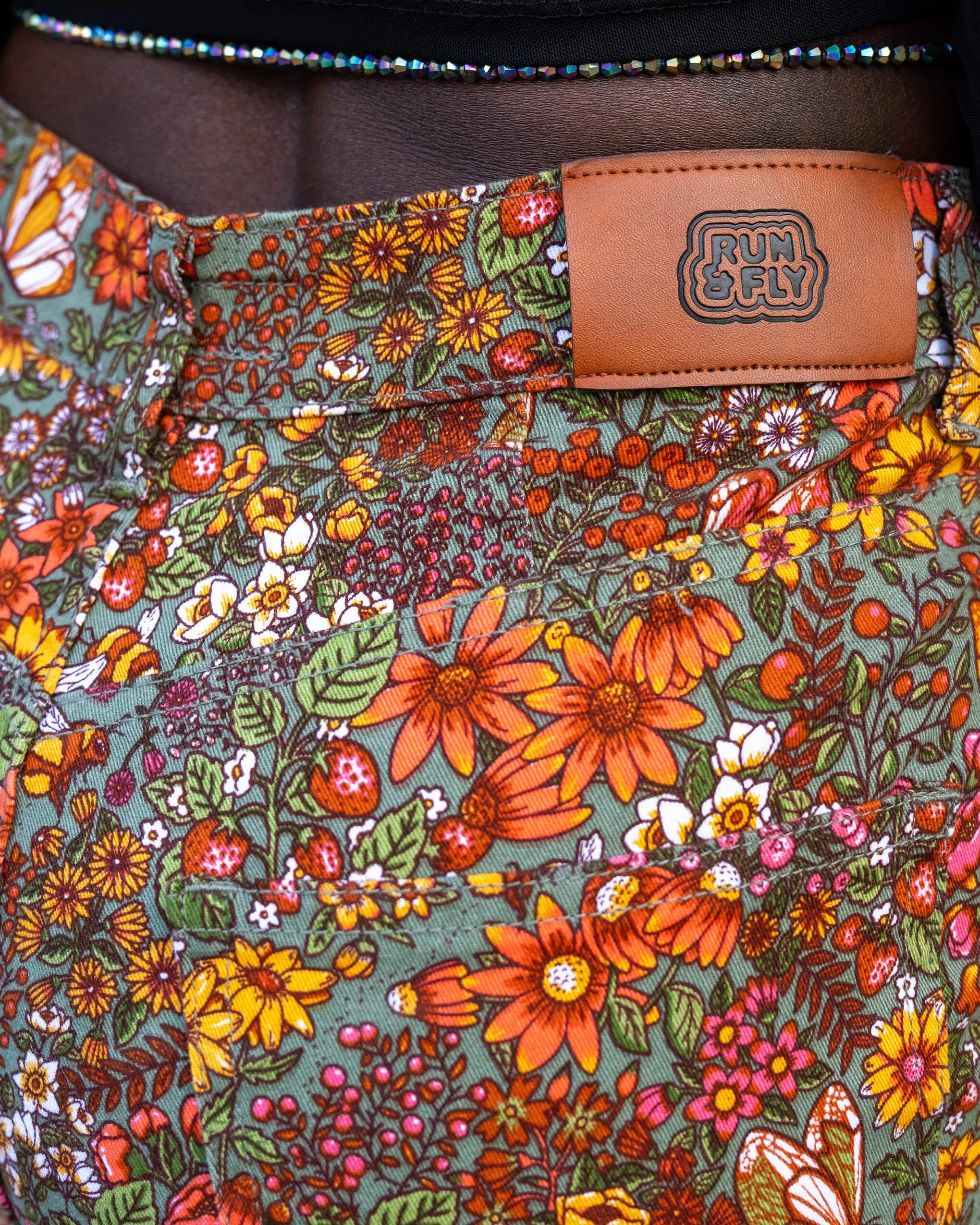 Run & Fly - Cottagecore Garden High Waisted Bell Bottom Flares