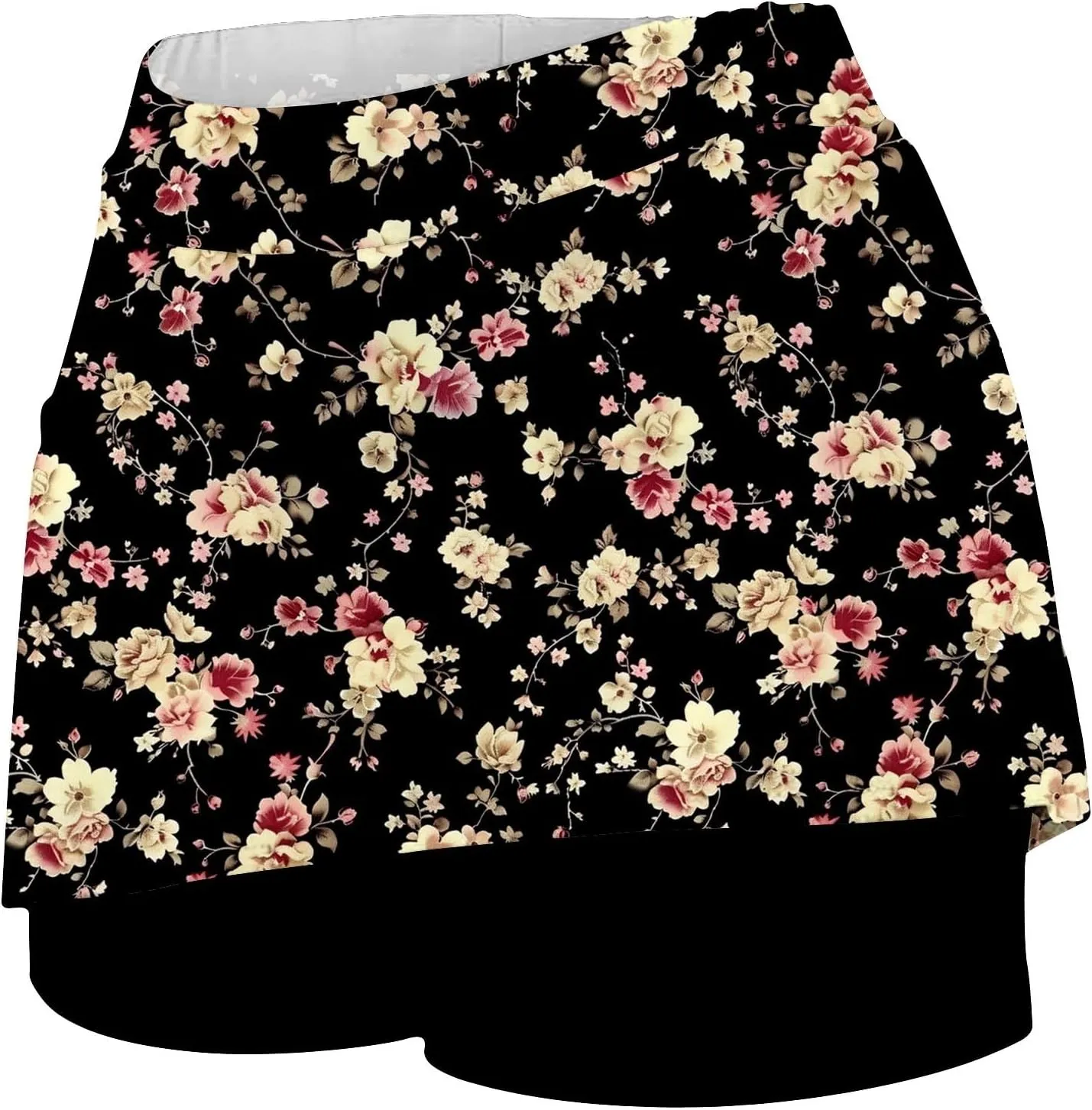Skorts for Women High Waisted Inner Shorts, Fashion Floral Print Tennis Golf Shorts Mid Waist Comfy Casual Shorts