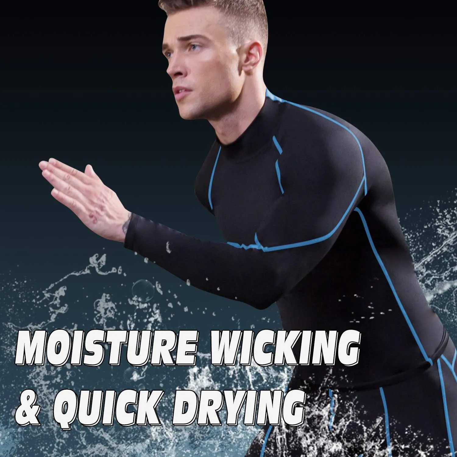 SPVISE 1 or 2 Pack Men's Compression Shirts Long Sleeve Athletic Workout T-Shirts Cool Dry Undershirts Turtle Neck Gym Tops
