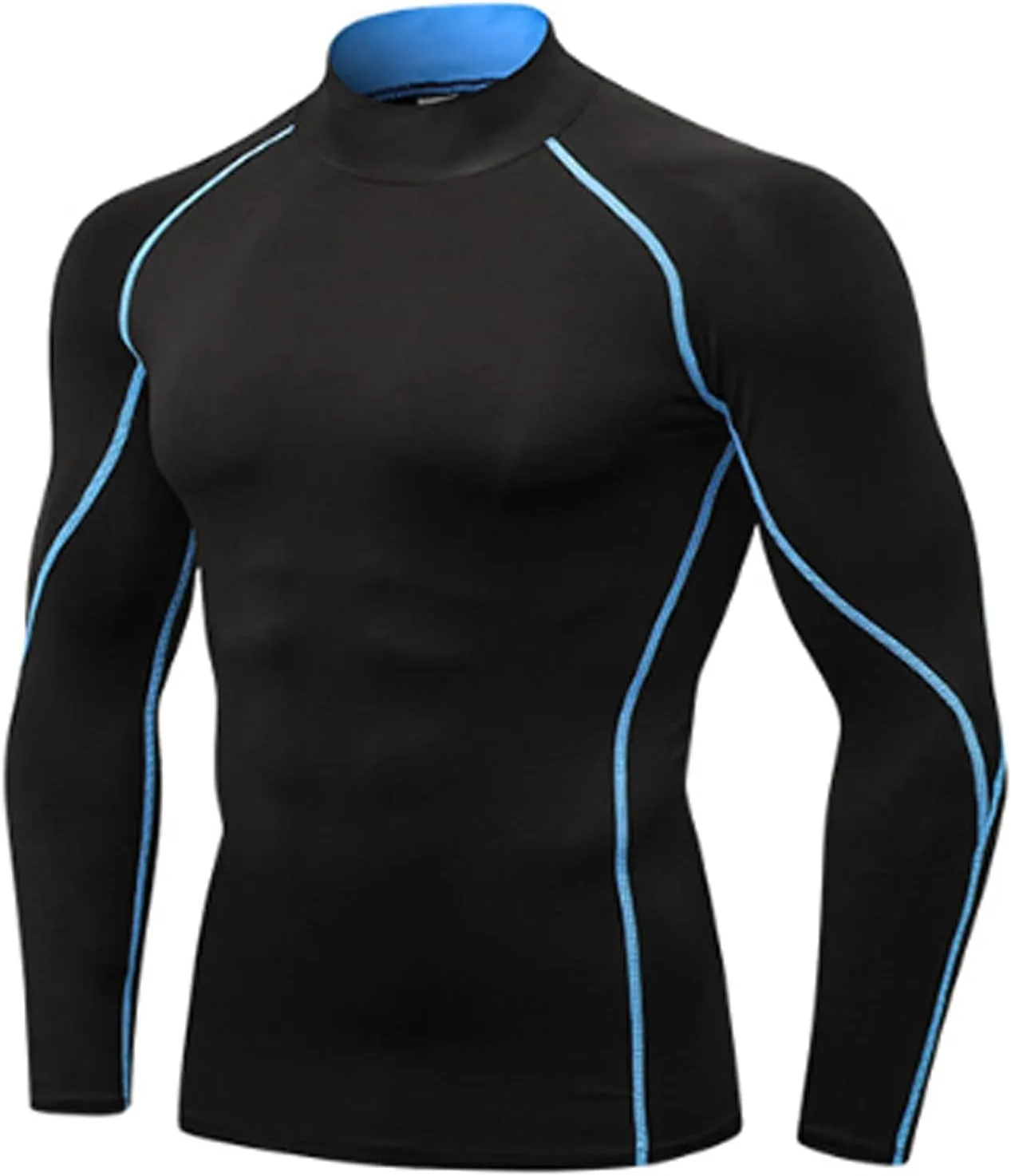 SPVISE 1 or 2 Pack Men's Compression Shirts Long Sleeve Athletic Workout T-Shirts Cool Dry Undershirts Turtle Neck Gym Tops