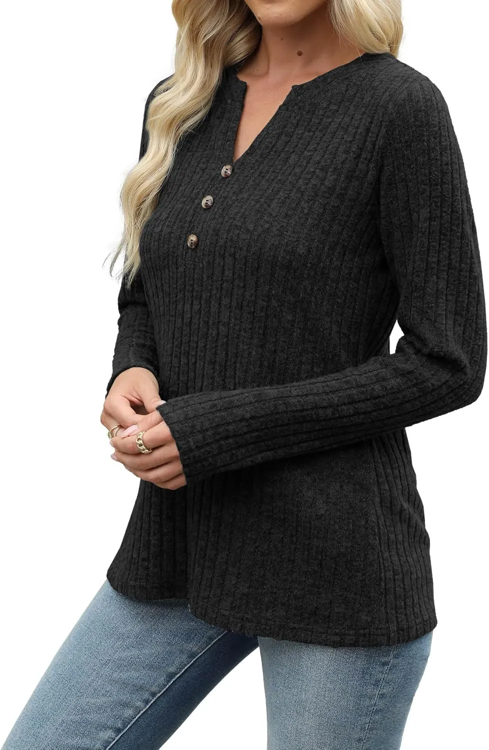 Sweaters for Women Fashion Long Sleeve Tops Pullover V Neck Casual Loose Sweatshirt