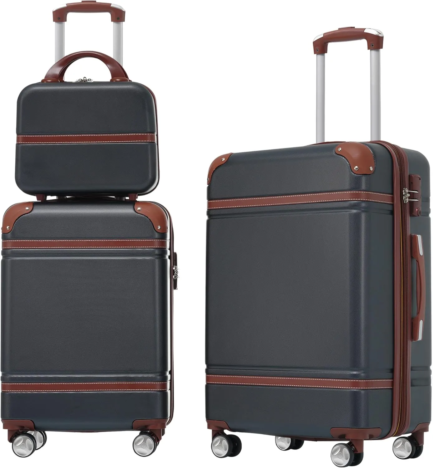 Versatile 3-Piece Hardshell Luggage Set with Expandable Feature, Lightweight with 360 Spinner Wheels, Black