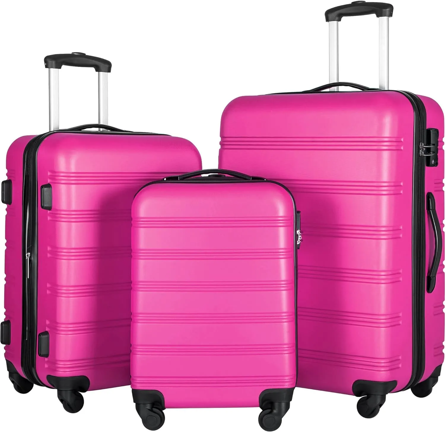 Versatile 3 Piece Luggage Set for Stress-Free Travel, Hardside Spinner Design, Lightweight and Expandable, Pink