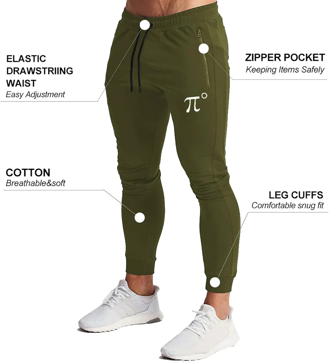 Wangdo Men's Joggers Sweatpants Gym Training Workout Pants Slim Fit with Zipper Pockets