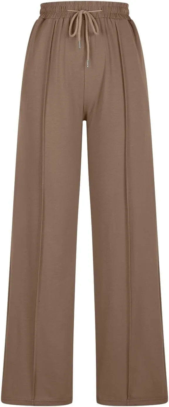 Wide Leg Sweatpants Women 2025 Baggy Drawstring Elastic Waist Straight Trousers Oversized Lounge Joggers Pants Pocket