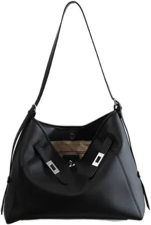 Women's Leather Large Capacity Hobo Shoulder Underarm Crossbody Bag Handbag Buckle Pillow Bucket Bag Totes Versatile