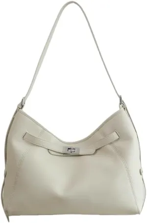 Women's Leather Large Capacity Hobo Shoulder Underarm Crossbody Bag Handbag Buckle Pillow Bucket Bag Totes Versatile