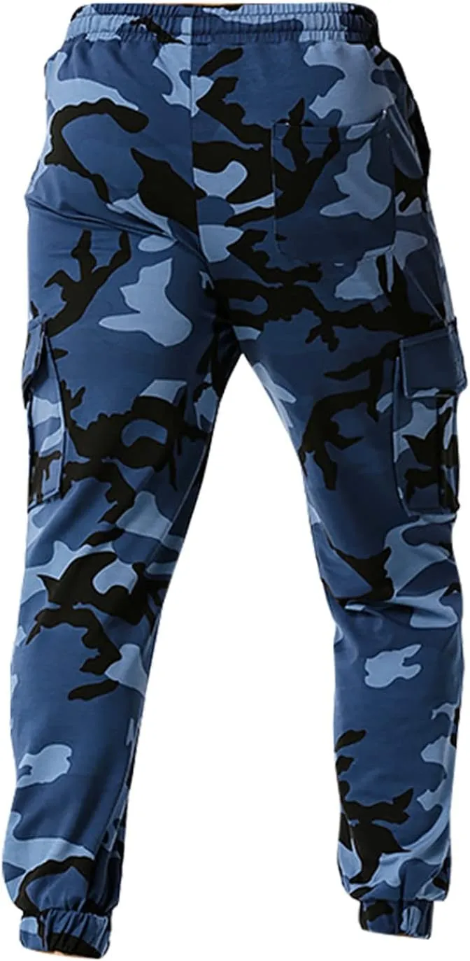 Ymosrh Mens Pants Fashion Men's Patchwork Camouflage Jogging Pants Outdoor Sports Fitness Stretch