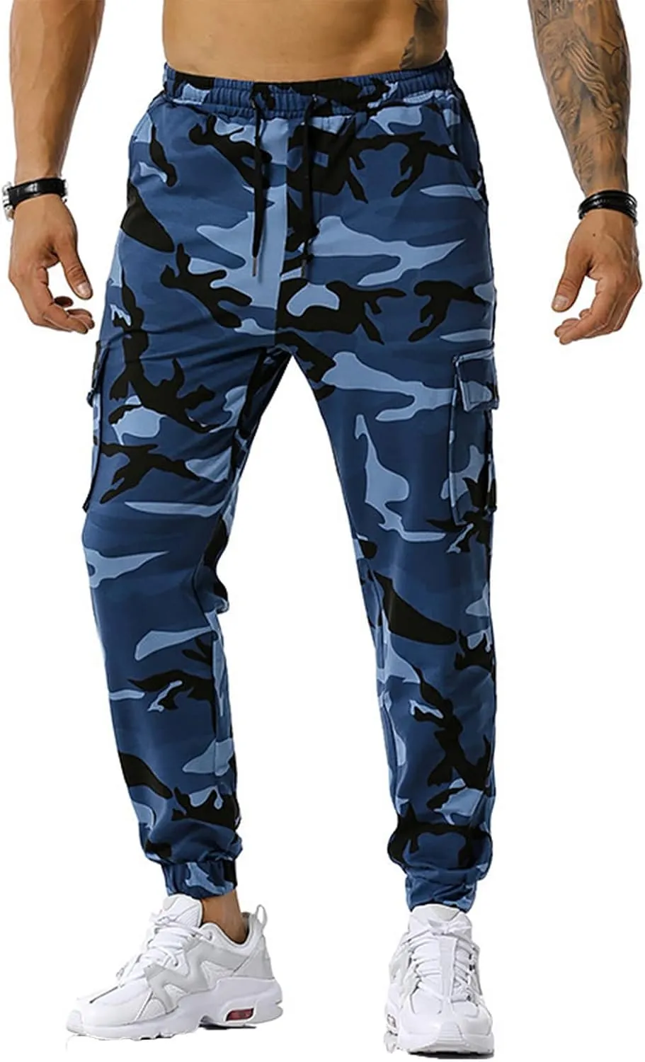 Ymosrh Mens Pants Fashion Men's Patchwork Camouflage Jogging Pants Outdoor Sports Fitness Stretch