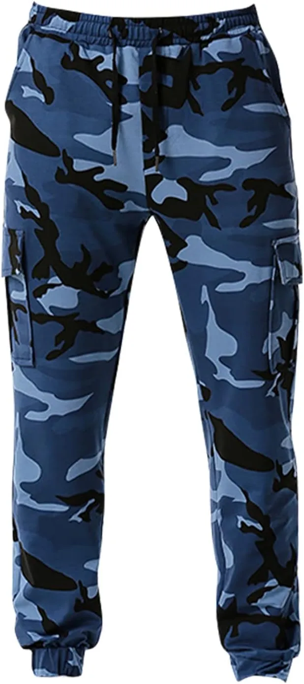 Ymosrh Mens Pants Fashion Men's Patchwork Camouflage Jogging Pants Outdoor Sports Fitness Stretch